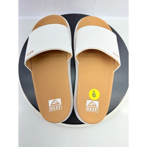 REEF Cushion Bondi Bay White Platform Slip On Slide Sandals Womens Size 9 Shoes - Picture 7 of 9